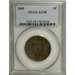 1841 1C AU58 PCGS
