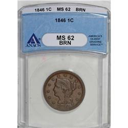 1846 1C Small Date Brown MS62 ANACS