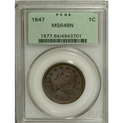 1847 1C Brown MS64 PCGS