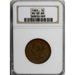 1851 1C Brown MS63 NGC