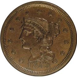 1853 1C Brown MS62 ANACS
