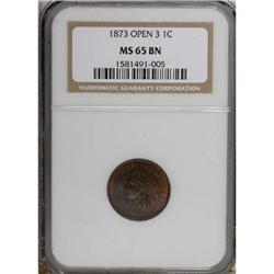 1873 1C Open 3 Brown MS65 NGC