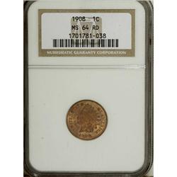 1908 1C Red MS64 NGC