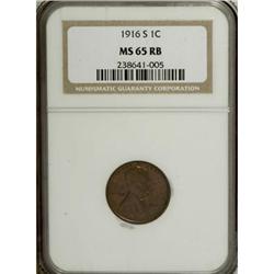 1916-S 1C Red and Brown MS65 NGC