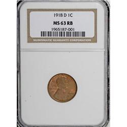 1918-D 1C Red and Brown MS63 NGC