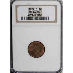 1922-D 1C Red and Brown MS64 NGC