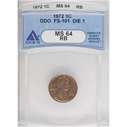 1972/72 1C Doubled Die Red and Brown MS64 ANACS