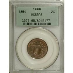 1864 2C Large Motto Red and Brown MS65 PCGS