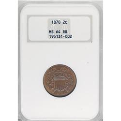 1870 2C Red and Brown MS64 NGC
