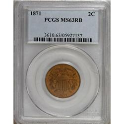1871 2C Red and Brown MS63 PCGS