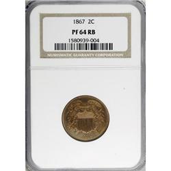 1867 2C Red and Brown PR64 NGC