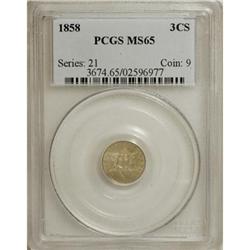 1858 3CS MS65 PCGS