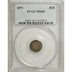 1871 3CS MS65 PCGS