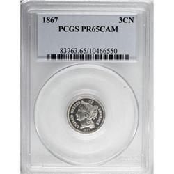1867 3CN Cameo PR65 PCGS