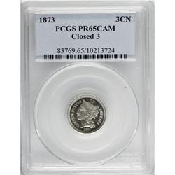 1873 3CN Closed 3 Cameo PR65 PCGS