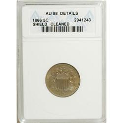 1866 5C Rays AU58 ANACS