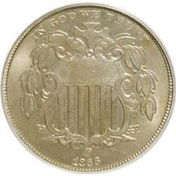 1866 5C Rays MS64 PCGS