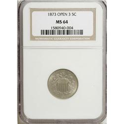 1873 5C Open 3 MS64 NGC