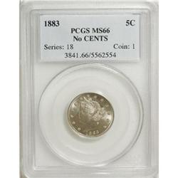 1883 5C No Cents MS66 PCGS