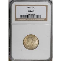 1891 5C MS62 NGC