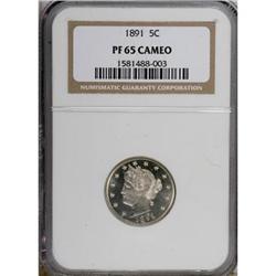 1891 5C Cameo PR65 NGC