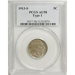 1913-S 5C Type One AU58 PCGS