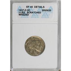 1937-D 5C Three-Legged XF40 ANACS