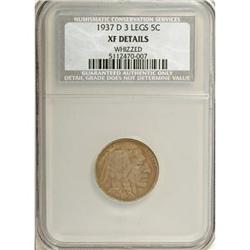 1937-D 5C Three-Legged XF40 CSN