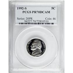 1992-S 5C Deep Cameo PR70 PCGS