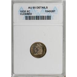 1835 H10C Large Date, Large 5C AU55 ANACS