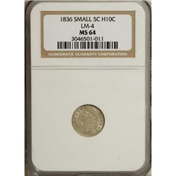 1836 H10C Small 5C MS64 NGC