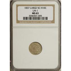 1837 H10C Large 5C MS63 NGC