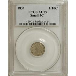 1837 H10C Small 5C AU55 PCGS