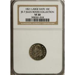 1821 10C Large Date VF30 NGC