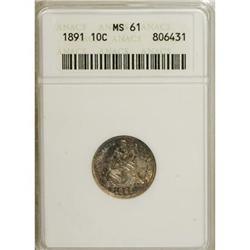 1891 10C MS61 ANACS