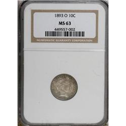 1893-O 10C MS63 NGC