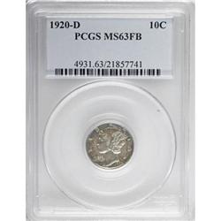 1920-D 10C Full Bands MS63 PCGS