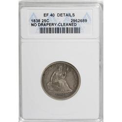 1838 25C No Drapery XF40 ANACS