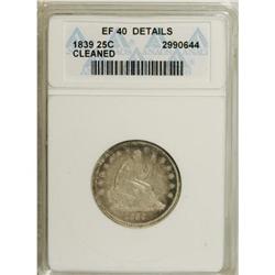 1839 25C No Drapery XF40 ANACS