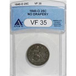 1840-O 25C No Drapery VF35 ANACS