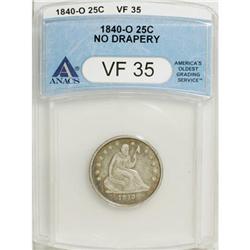 1840-O 25C No Drapery VF35 ANACS