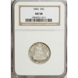 1843 25C AU58 NGC