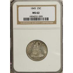 1845 25C MS62 NGC