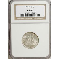 1857 25C MS64 NGC