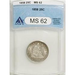 1858 25C MS62 ANACS