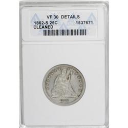 1862-S 25C VF30 ANACS