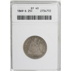 1869-S 25C XF40 ANACS