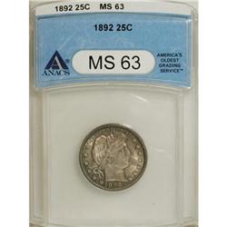1892 25C MS63 ANACS