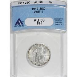 1917 25C Type One Full Head AU58 ANACS
