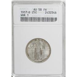 1917-D 25C Type One Full Head AU58 ANACS